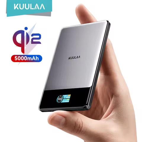 KUULAA Qi2 Magnetic Power Bank 5000mah 15W Wireless Charging 22.5W Wired Charge Qi2-Certified for iP