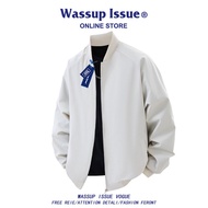 แจ็คเก็ตโค้ชบินสไตล์อเมริกัน WASSUP ISSUE สำหรับผู้ชาย ฤดูใบไม้ผลิและฤดูใบไม้ร่วง เสื้อเบสบอลลำลองสำ