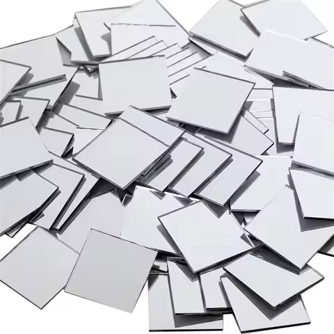 50pcs Mini Square 5cm/4cm Acrylic Mirror Tiles Stickers Mall Adhesive Mosaic for DIY Crafts Art Supp