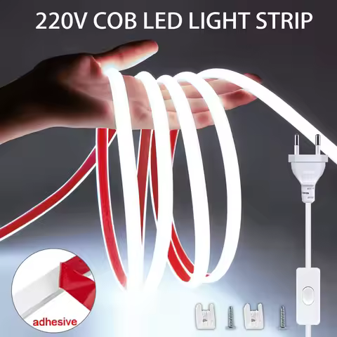 LED 220v COB Strip Lights LED Strip Lights 220v Super Bright Flexible Tape Ribbion for Room Home Dec