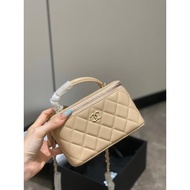 CHANEL Sheepskin 24A Handle Box chanel Makeup Box chanel Diamond Checked Long Box Makeup Portable Ch