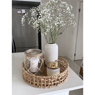 Round water hyacinth tray for table, multi-purpose storage basket, food tray, sedge tabletop basket,
