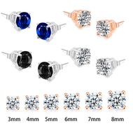 Earrings For Women 4 Claws Clear Zircon Stud Earring For Men Male Various Size Crystals Earing Jewel