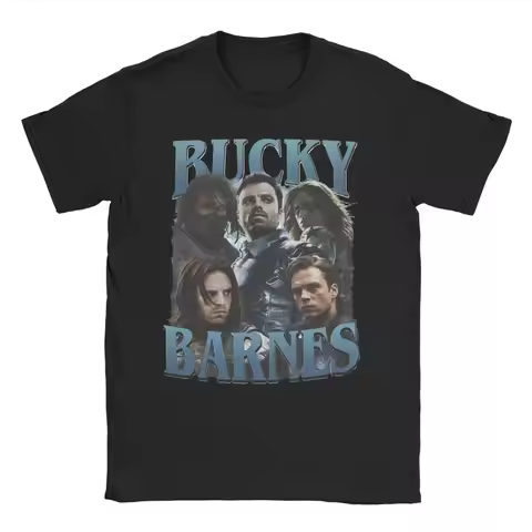 Bucky Barnes Falcon and The Winter Soldier T-Shirts for Men Women Vintage Pure Cotton Tees Round Nec