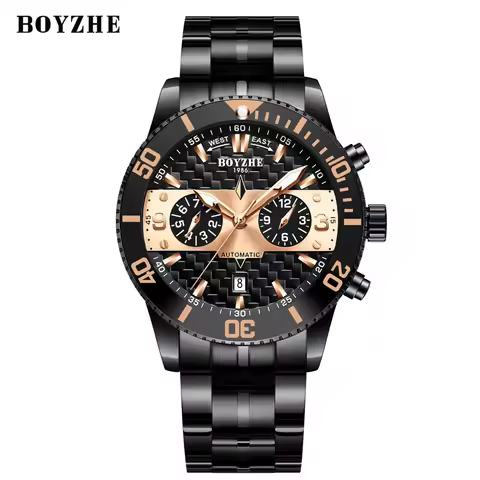 BOYZHE Brand Luxury Mechanical Watch for Man Sports Men Watch Waterproof Luminous Stainless Steel Me