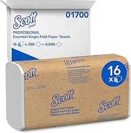 Scott Single Fold Paper Towels (01700), Affordable Towel Paper, White, 250 Towels/Clip, 16 Clips/Case