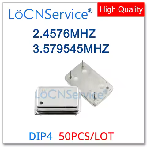 50PCS 2.4576MHZ 3.579545MHZ Crystal Oscillator Active Crystal OSC DIP-4 Rectangular Full Size 2.4576