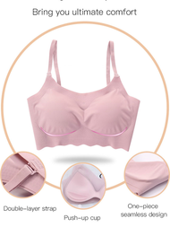 Japanese Sloggi Silk Bra Lace Ice Silk Underwear Set Of Comfortable Seamless Sleeping Vest