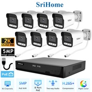 (5MP) 2K CCTV PoE NVR System – SriHome 8CH 8-Port NVR + 8x PoE Camera | Expandable to 16CH (NVS005-P