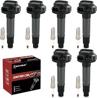 UF553 Ignition Coil Pack and Iridium Spark Plugs Set of 6 Compatible with Ford Edge Flex Taurus Linc