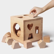 Solid Wood Intelligence Box Children's Educational Early Education Shape Cognition and Pairing Lacqu