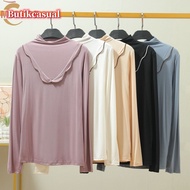 Women modal cotton tshirt long Sleeve top tshirts Plain Loose shirts Turtle Neck tshirt Plus Size Ts