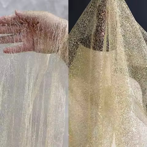 Chaotic Web Lightning Web Cloth Gold and Silver Thread Chaotic Web Fabric Spider Web Hollow Lace Cha