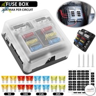 LF 6-Way Fuse Box DC 32V Circuit Blades Fuse Block Waterproof Fuse Box Holder with 20 Fuses LED Indi