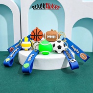 BLACKFUNNY Creative Mini 3D Ball Keychain Silicone Football Basketball Volleyball Tennis Rugby Key R