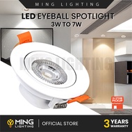 LED Eyeball Spotlight 3W 7W Recessed Downlight Home Lighting Room Ceiling Lights Down Light Lampu Siling Hiasan Rumah