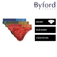 Byford Seluar Dlam Lelaki | (3 Pcs) Byford Mens Microfiber Spandex Mini Brief Underwear Assorted Col