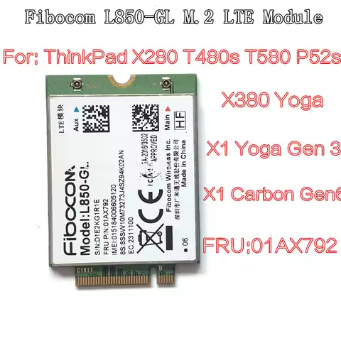 WDXUN for Fibocom L850-GL L850 01AX792 for X1 Carbon 6th X280 T480 T480s X1 Yoga 3rd 4th T490 T490s 