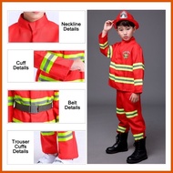 ━ ▘ ✒ Fireman Costume for Kids Boys Firefighter Career Guidance Suit Children Carrer Cosplay Unifor