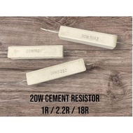 2Pcs 20W Cement Resistor 1R/ 2.2/ 18 Ohm