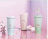 台灣代購  Oolab 小美人魚系列～不鏽鋼陶瓷易潔層吸管杯 710ml - 珍珠粉/水晶綠/海洋藍