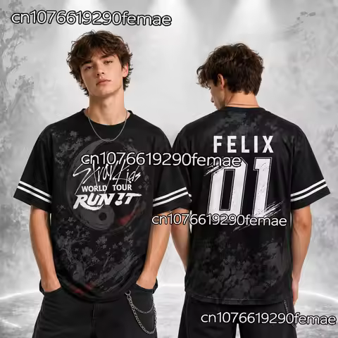 2026 New STRAYKIDS RUN IT Merch Unisex Short Sleeve T-Shirt KPOP Idol Style Cosplay Music Festival S