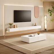 New Style Cream Suspended TV Cabinet Combination Influencer TV Cabinet High-End Small Apartment Styl