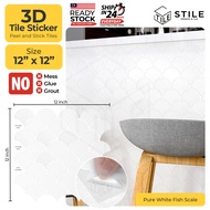 Pure White Fish Scale 3D Tiles Sticker Kitchen Bathroom Wall Tiles Sticker Self Adhesive Backsplash Clever Mosaic 12x12inch Mosaic Self Adhesive Wallpaper Sticker PVC 3D Waterproof Oilproof Ceramic Tiles Stickers DIY Home Decor Kitchen Bathroom Toilet