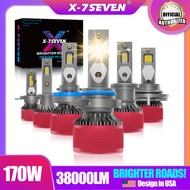 USA X-7SEVEN Aurora Bright 4300K/6500K 9005 H11 H4 LED Headlight Car Bulbs170W 38000LM HB3 HB4