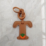 Handcrafted Persimmon Leather Letter Bag Charm - Alphabet Bag Charm & Leather Bag Charm & Persimmon 