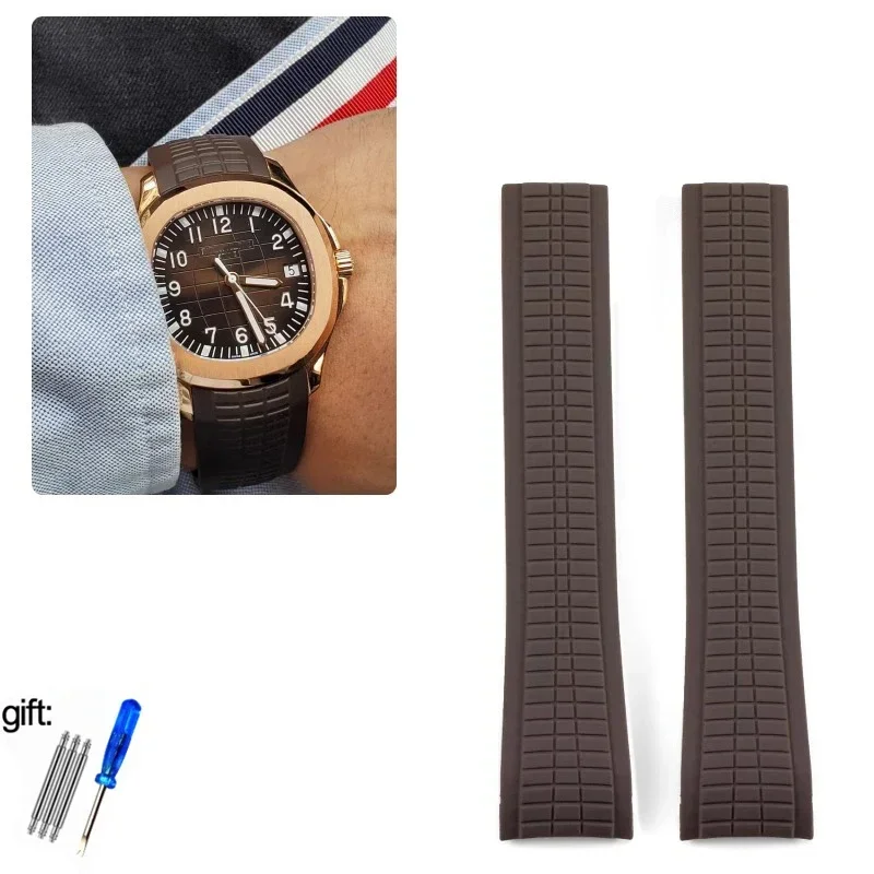 Soft Silicone Watch Band Aquanaut For Patek Philippe 5164A 5167A 5168A Rubber Bracelet Curved End W