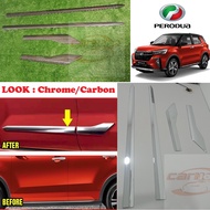 Perodua Ativa CHROME & CARBON Side Body Moulding Door Trim Lining Bodykit Body Kit Perodua Ativa Acc