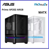 ASUS PRIME AP202 ARGB M-ATX with Curved Tempered Glass Desktop PC Case (Black/White)