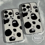 Compatible For iPhone 11 15 12 13 14 Pro Max X Xr Xs 8 7 6 Plus SE 2020 Black Coal Balls Cute Electroplated Lens Transparent Phone Case Simple Advanced lens Shockproof Cover