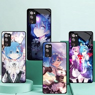 RE ZERO Ram Rem 03 Tempered Glass Phone Case For Samsung Galaxy S24 Ultra S23 Fe S22 Plus S21 S20 S1