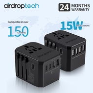 Airdroptech Universal Travel Adapter with USB Ports + Type-C Ports Wall Charger