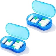 Pill Case Organizer Pocket Small Pill Holder, Daily AM & PM containers, Medicine Holder, Ideal for M