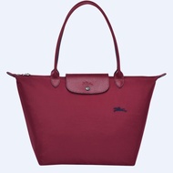 Genuine longchamp Le Pliage Club 70th anniversary embroidered horse long handle waterproof nylon Shoulder Bags large size Tote Bag L1899619C87 Garnet Red color