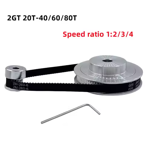 GT2 Timing Belt Pulley 20teeth 2GT 40T 60T 80 Teeth Bore 5/8mm Reduction1:2:3:4 Belt Width 6mm Synch