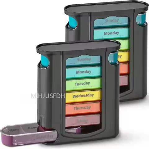 7 Days Medicine Medical Pill Box 28 Grids Weekly Pill Case Storage Box Travel Medicine Box Holder Ta
