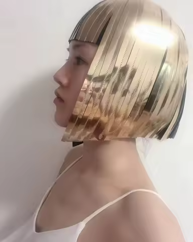 Cosplay Cleopatra metallic wig hairdress in chrome gold egyptian goddess wig bob hairpiece bobcut he