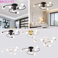 BACK2LIFE Nordic Ceiling Light, Six Heads Iron Material Ceiling Light, Nordic Style E27 Bulb Base Bl