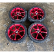 Original Yokohama AVS Model 7 JDM Sport Rim 17” 4H 114.3 PCD 4X114.3 7JJ ET50 Toyo Proxes R888R 🎌
