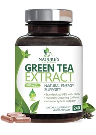 Viên uống trà xanh thuần chay cô đặc Natures nutrition Green Tea Extract 98% Standardized EGCG 120vi