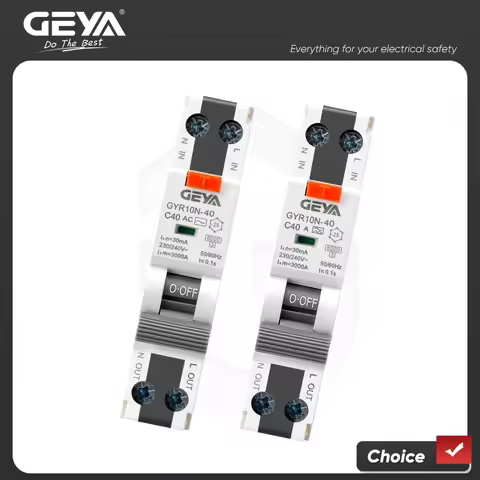 GEYA GYR10N-40 Electronic Type RCBO 18mm 230V 1P+N 6KA Residual Current Circuit Breaker with Over Cu