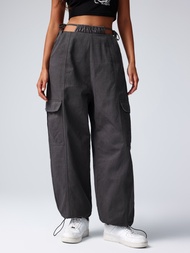 Cider Cargo Knotted Straight Leg Drawstring Pants
