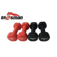 Genuine imported Brosman 2Kg dumbbells, solid iron dumbbells covered with kg rubber, 2kg iron core d