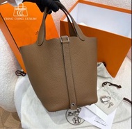 🌈Hermes🧡Picotin 18🧡栗子色拼色手柄銀扣🌈99新🌟TC皮🌟有盒🧡picotin18🌟picotin🌟愛馬仕🌟