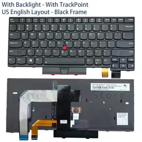 New US Layout Laptop Keyboard Backlit w/ Pointer for Lenovo Thinkpad T470 T480 A475 A485 (Does not f