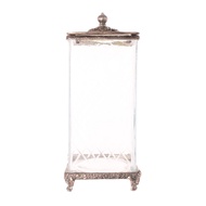 Tall Glass Container with Metal Lid Silver Glass Jar/ Glass Container/ Beautiful Glass Jar/ Aestheti